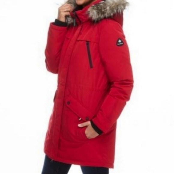 Canadiana KID'S WINTER COAT FAUX FUR HOOD Parka Canada 🇨🇦 RED XL FREE GLOVES - Picture 6 of 10